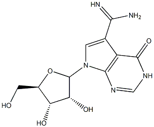 7-(ribofuranosyl)pyrrolo(2,3-d)-4-pyrimidone-5-carboxamidine Struktur