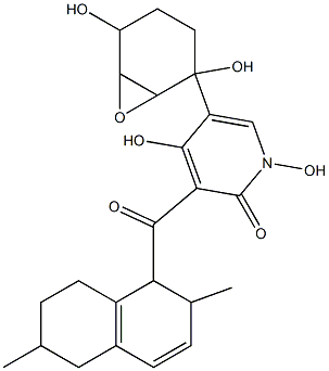 5-(2,3-epoxy-1,4-dihydroxycyclohexan-1-yl)-1,4-dihydroxy-3-((1,2,5,6,7,8-hexahydro-2,6-dimethylnaphthalen-1-yl)carbonyl)-2-pyridinone Struktur