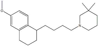 3,3-dimethyl-1-(4-(6-methoxy-1,2,3,4-tetrahydronaphthalen-1-yl)-n-butyl)piperidine Struktur