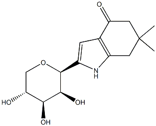 6,6-dimethyl-2-beta-lyxopyranosyl-4,5,6,7-tetrahydroindol-4-one Struktur