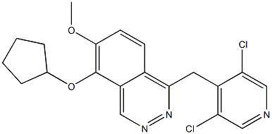 1-(3,5-dichloropyrid-4-ylmethyl)-5-cyclopentoxy-6-methoxyphthalazine Struktur