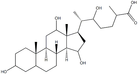 3,12,15,22-tetrahydroxycholestan-26-oic acid Struktur