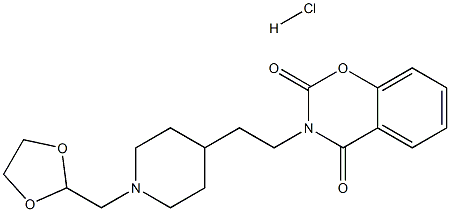 3-(2-(1-(1,3-dioxolan-2-ylmethyl)-4-piperidyl)ethyl)-2H-3,4-dihydro-1,3-benzoxazin-2,4-dione hydrochloride Struktur