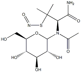 N-glucopyranosyl-N2-acetyl-S-nitrosopenicillaminamide Struktur