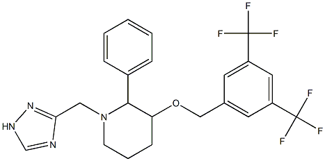 3-((3-(((3,5-bis(trifluoromethyl)phenyl)methyl)oxy)-2-phenylpiperidino)methyl)-1,2,4-triazole Struktur