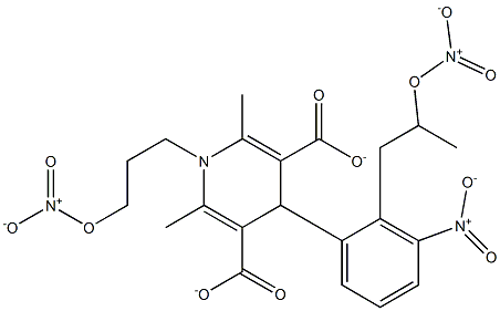 2-nitrooxypropyl-3-nitrooxypropyl-1,4-dihydro-2,6-dimethyl-4-(3-nitrophenyl)-3,5-pyridinedicarboxylate Struktur