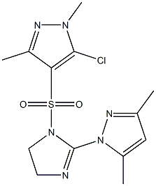 5-chloro-4-{[2-(3,5-dimethyl-1H-pyrazol-1-yl)-4,5-dihydro-1H-imidazol-1-yl]sulfonyl}-1,3-dimethyl-1H-pyrazole Struktur