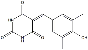 5-(4-hydroxy-3,5-dimethylbenzylidene)hexahydropyrimidine-2,4,6-trione Struktur