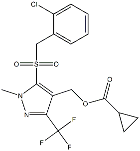 [5-[(2-chlorobenzyl)sulfonyl]-1-methyl-3-(trifluoromethyl)-1H-pyrazol-4-yl]methyl cyclopropanecarboxylate Struktur