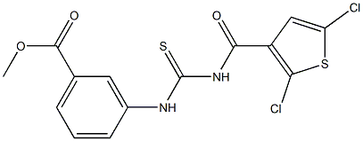 methyl 3-[({[(2,5-dichloro-3-thienyl)carbonyl]amino}carbothioyl)amino]benzoate Struktur