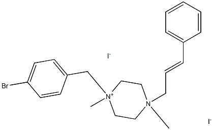 1-(4-bromobenzyl)-1,4-dimethyl-4-[(E)-3-phenyl-2-propenyl]piperazinium diiodide Struktur