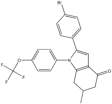 2-(4-bromophenyl)-6-methyl-1-[4-(trifluoromethoxy)phenyl]-1,5,6,7-tetrahydro-4H-indol-4-one Struktur