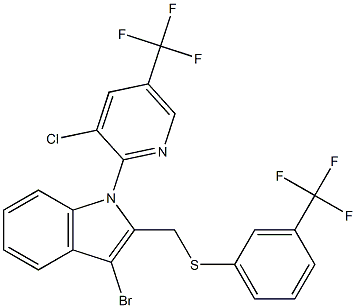 3-bromo-1-[3-chloro-5-(trifluoromethyl)-2-pyridinyl]-2-({[3-(trifluoromethyl)phenyl]sulfanyl}methyl)-1H-indole Struktur