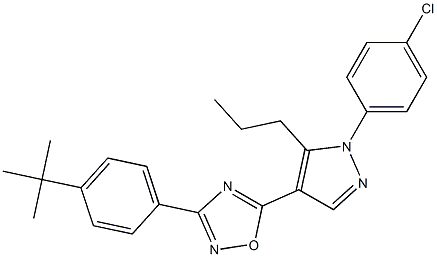 3-[4-(tert-butyl)phenyl]-5-[1-(4-chlorophenyl)-5-propyl-1H-pyrazol-4-yl]-1,2,4-oxadiazole Struktur