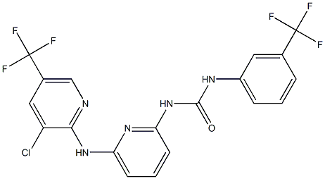 N-(6-{[3-chloro-5-(trifluoromethyl)-2-pyridinyl]amino}-2-pyridinyl)-N'-[3-(trifluoromethyl)phenyl]urea Struktur