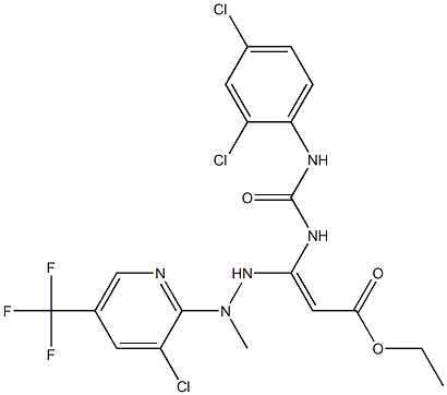 ethyl 3-{2-[3-chloro-5-(trifluoromethyl)-2-pyridinyl]-2-methylhydrazino}-3-{[(2,4-dichloroanilino)carbonyl]amino}acrylate Struktur