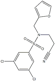 N1-(2-cyanoethyl)-N1-(2-furylmethyl)-3,5-dichlorobenzene-1-sulfonamide Struktur