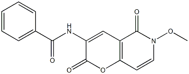 N-(6-methoxy-2,5-dioxo-5,6-dihydro-2H-pyrano[3,2-c]pyridin-3-yl)benzenecarboxamide Struktur