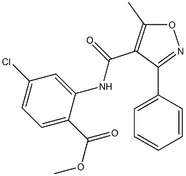 methyl 4-chloro-2-{[(5-methyl-3-phenylisoxazol-4-yl)carbonyl]amino}benzoate Struktur