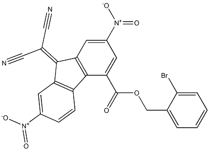 2-bromobenzyl 9-(dicyanomethylene)-2,7-dinitro-9H-4-fluorenecarboxylate Struktur