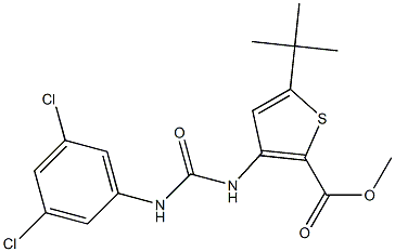 methyl 5-(tert-butyl)-3-{[(3,5-dichloroanilino)carbonyl]amino}thiophene-2-carboxylate Struktur