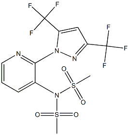 N-{2-[3,5-bis(trifluoromethyl)-1H-pyrazol-1-yl]-3-pyridinyl}-N-(methylsulfonyl)methanesulfonamide Struktur