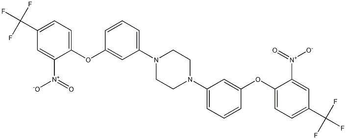 1,4-di{3-[2-nitro-4-(trifluoromethyl)phenoxy]phenyl}piperazine Struktur