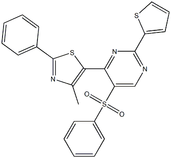 4-(4-methyl-2-phenyl-1,3-thiazol-5-yl)-5-(phenylsulfonyl)-2-(2-thienyl)pyrimidine Struktur