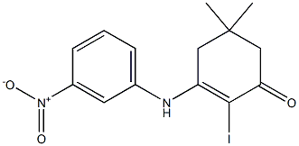 2-iodo-5,5-dimethyl-3-(3-nitroanilino)-2-cyclohexen-1-one Struktur