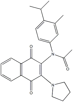 N-[1,4-dioxo-3-(1-pyrrolidinyl)-1,4-dihydro-2-naphthalenyl]-N-(4-isopropyl-3-methylphenyl)acetamide Struktur