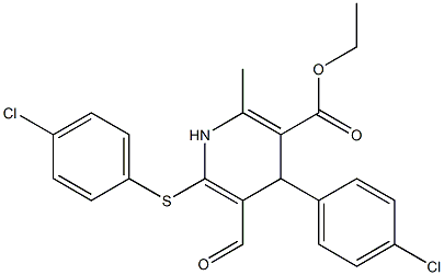 ethyl 4-(4-chlorophenyl)-6-[(4-chlorophenyl)sulfanyl]-5-formyl-2-methyl-1,4-dihydro-3-pyridinecarboxylate Struktur