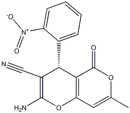 (4S)-2-amino-7-methyl-4-(2-nitrophenyl)-5-oxo-4H,5H-pyrano[4,3-b]pyran-3-carbonitrile Struktur