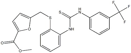 methyl 5-({[2-({[3-(trifluoromethyl)anilino]carbothioyl}amino)phenyl]thio}methyl)-2-furoate Struktur