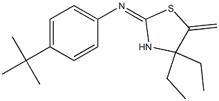 N1-(4,4-diethyl-5-methylidene-1,3-thiazolan-2-yliden)-4-(tert-butyl)aniline Struktur