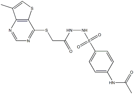 N1-{4-[(2-{2-[(7-methylthieno[3,2-d]pyrimidin-4-yl)thio]acetyl}hydrazino)sulfonyl]phenyl}acetamide Struktur