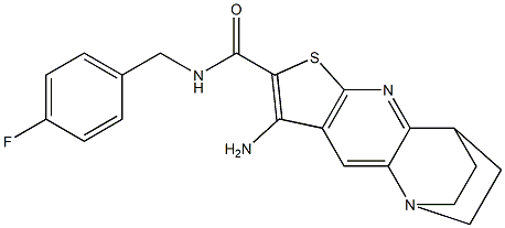 5-amino-N-(4-fluorobenzyl)-7-thia-1,9-diazatetracyclo[9.2.2.0~2,10~.0~4,8~]pentadeca-2,4(8),5,9-tetraene-6-carboxamide Struktur