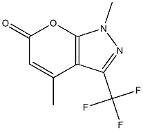 1,4-dimethyl-3-(trifluoromethyl)-1,6-dihydropyrano[2,3-c]pyrazol-6-one Struktur