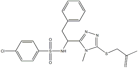 4-chloro-N-(1-{4-methyl-5-[(2-methyl-2-propenyl)sulfanyl]-4H-1,2,4-triazol-3-yl}-2-phenylethyl)benzenesulfonamide Struktur