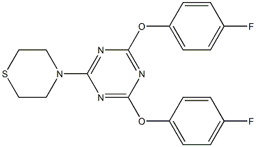 4-[4,6-di(4-fluorophenoxy)-1,3,5-triazin-2-yl]thiomorpholine Struktur