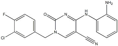 4-(2-aminoanilino)-1-(3-chloro-4-fluorobenzyl)-2-oxo-1,2-dihydropyrimidine-5-carbonitrile Struktur