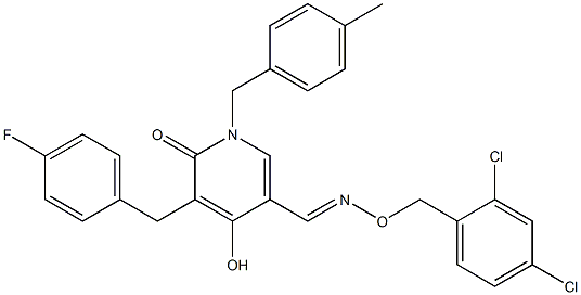 5-(4-fluorobenzyl)-4-hydroxy-1-(4-methylbenzyl)-6-oxo-1,6-dihydro-3-pyridinecarbaldehyde O-(2,4-dichlorobenzyl)oxime Struktur