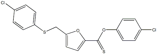 4-chlorophenyl 5-{[(4-chlorophenyl)thio]methyl}furan-2-carbothioate Struktur