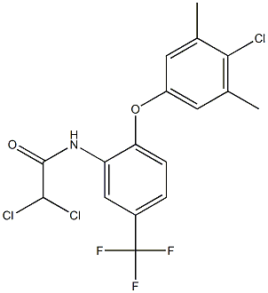 N1-[2-(4-chloro-3,5-dimethylphenoxy)-5-(trifluoromethyl)phenyl]-2,2-dichloroacetamide Struktur