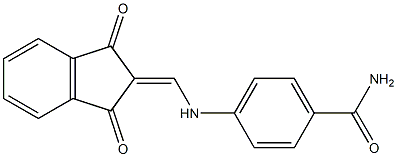 4-{[(1,3-dioxo-1,3-dihydro-2H-inden-2-yliden)methyl]amino}benzenecarboxamide Struktur