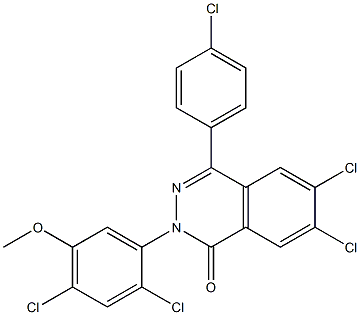 6,7-dichloro-4-(4-chlorophenyl)-2-(2,4-dichloro-5-methoxyphenyl)-1(2H)-phthalazinone Struktur