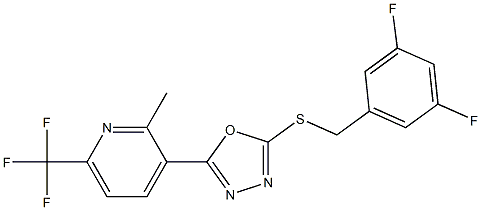 2-[(3,5-difluorobenzyl)thio]-5-[2-methyl-6-(trifluoromethyl)-3-pyridyl]-1,3,4-oxadiazole Struktur