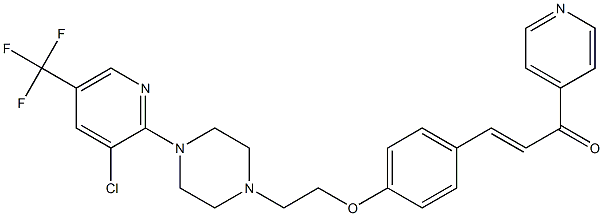 3-[4-(2-{4-[3-chloro-5-(trifluoromethyl)-2-pyridinyl]piperazino}ethoxy)phenyl]-1-(4-pyridinyl)-2-propen-1-one Struktur