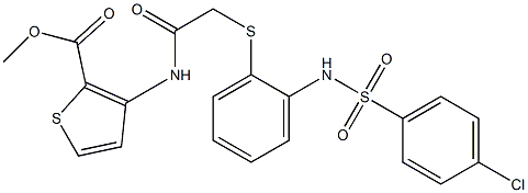 methyl 3-({2-[(2-{[(4-chlorophenyl)sulfonyl]amino}phenyl)sulfanyl]acetyl}amino)-2-thiophenecarboxylate Struktur