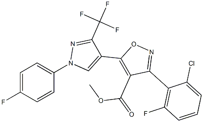 methyl 3-(2-chloro-6-fluorophenyl)-5-[1-(4-fluorophenyl)-3-(trifluoromethyl)-1H-pyrazol-4-yl]-4-isoxazolecarboxylate Struktur