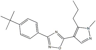 3-[4-(tert-butyl)phenyl]-5-(1-methyl-5-propyl-1H-pyrazol-4-yl)-1,2,4-oxadiazole Struktur